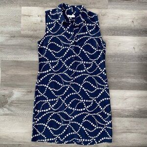 Equipment Lucinda Silk Shirt Dress Small Star Print Blue White Sleeveless $480